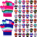 Kids Winter Gloves 50 Pairs Bulk - Stretchy Full Finger Knitted Gloves