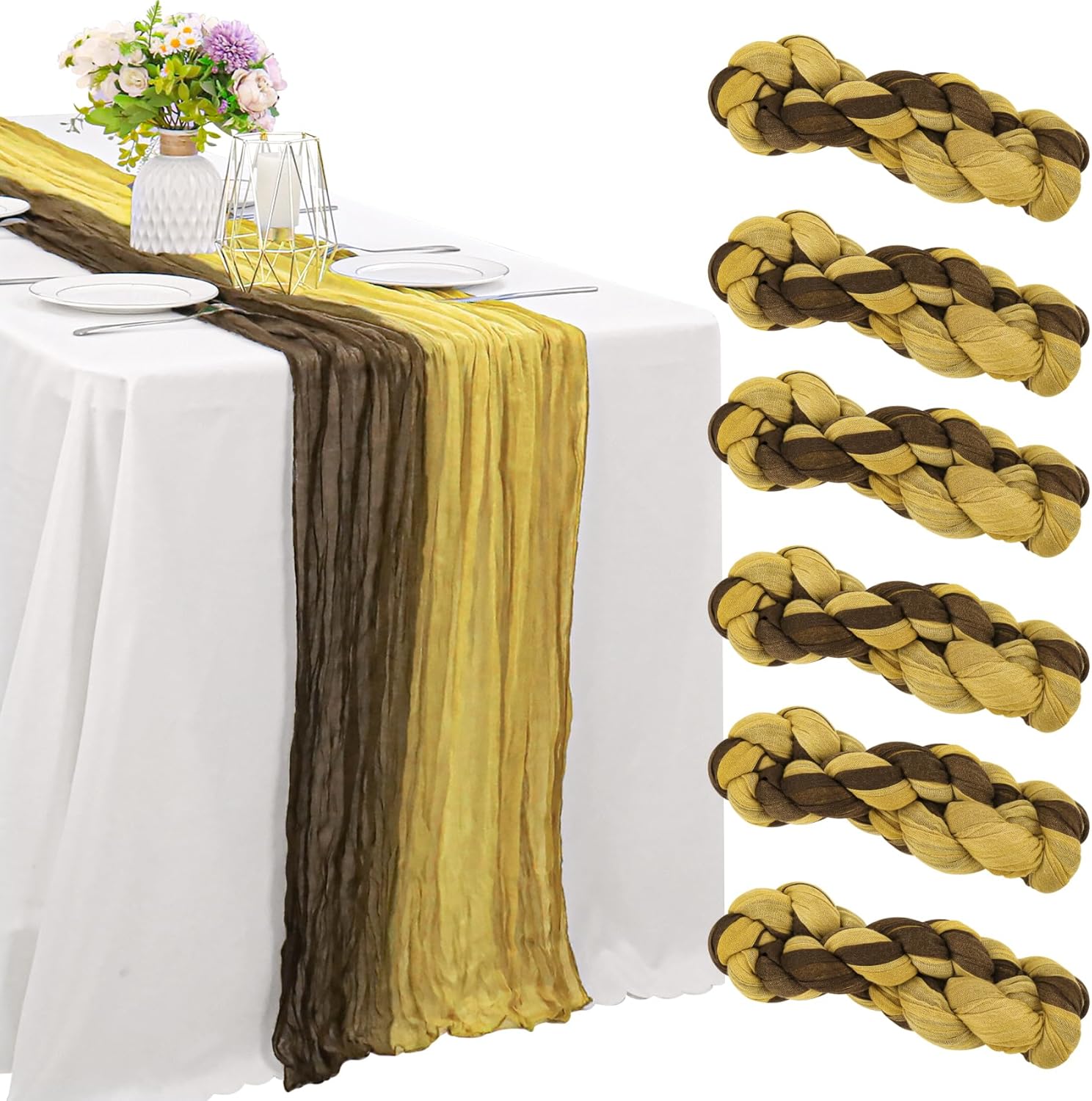 10Ft Cheesecloth Table Runner Set for Rustic Wedding Decor