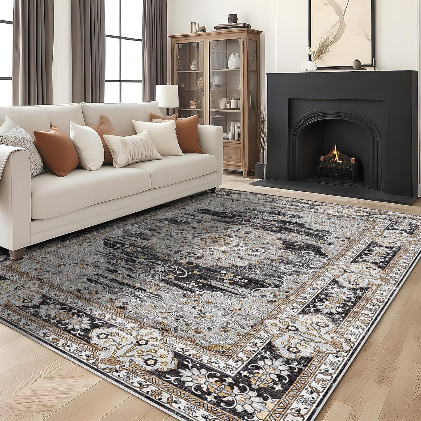 5x7 Washable Vintage Rug for Living Room and Bedroom Decor