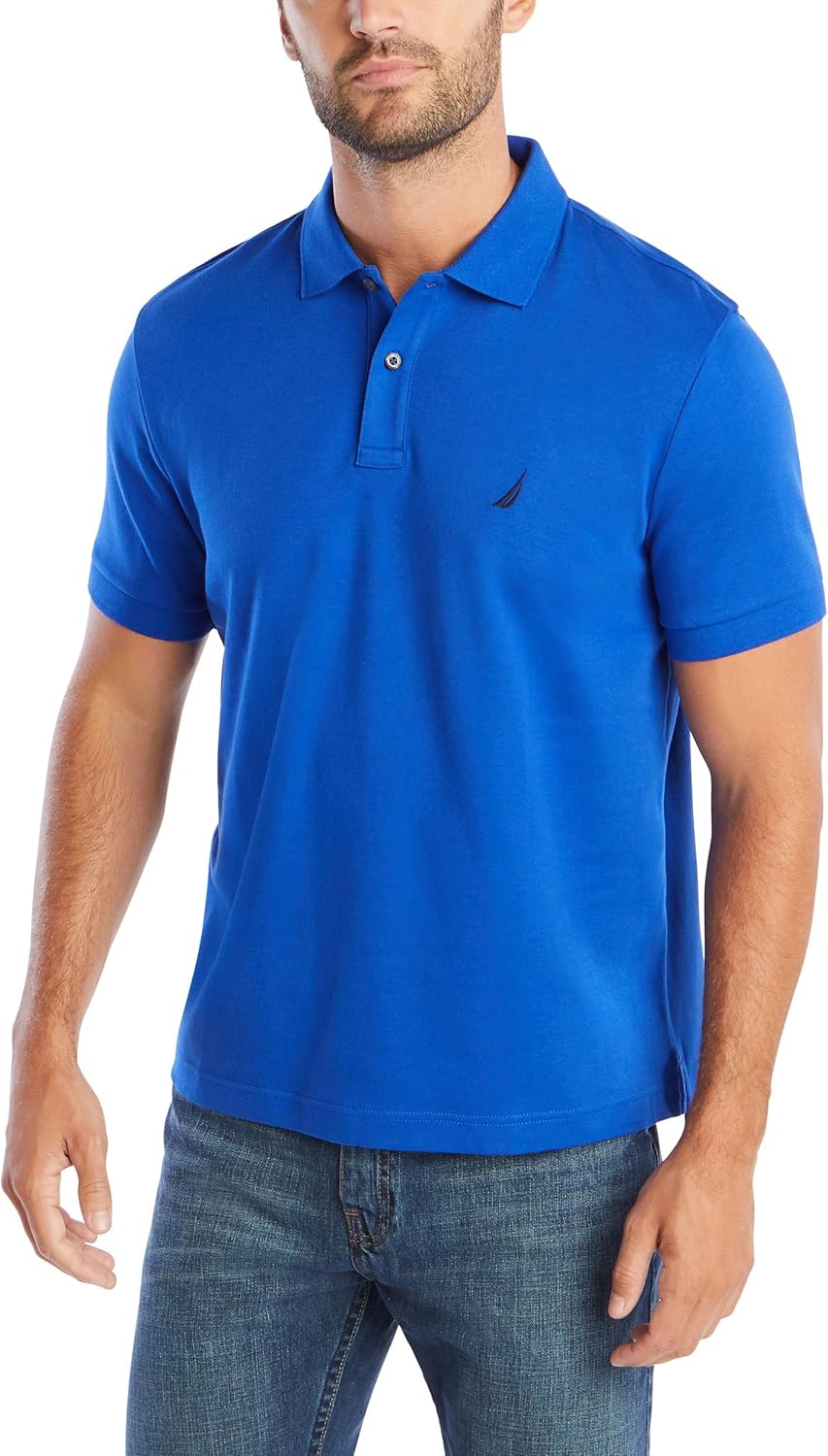 Nautica Mens Classic Fit Short Sleeve Solid Cotton Polo Shirt