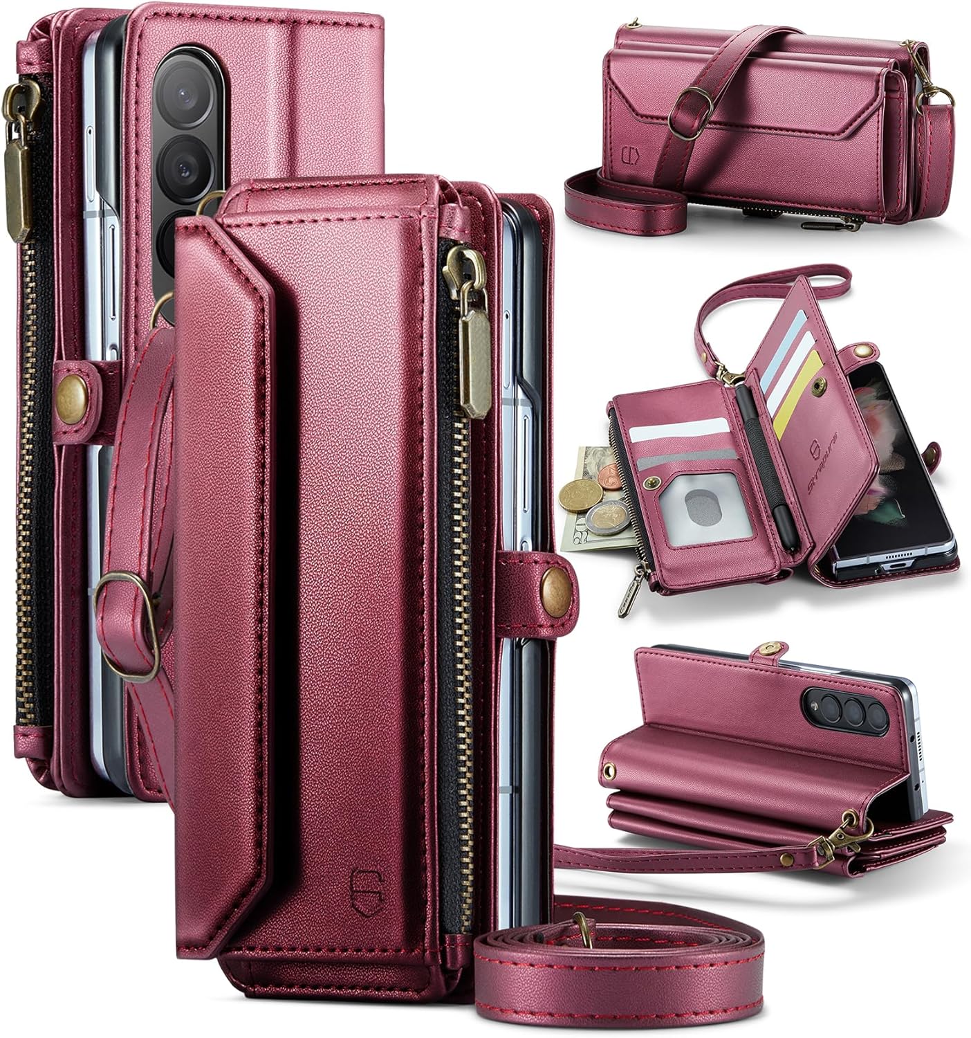 Crossbody Wallet Case for Samsung Galaxy Z Fold 3 with RFID