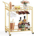 VASAGLE Bar Cart Gold with Mirrored Shelves for Home Use
