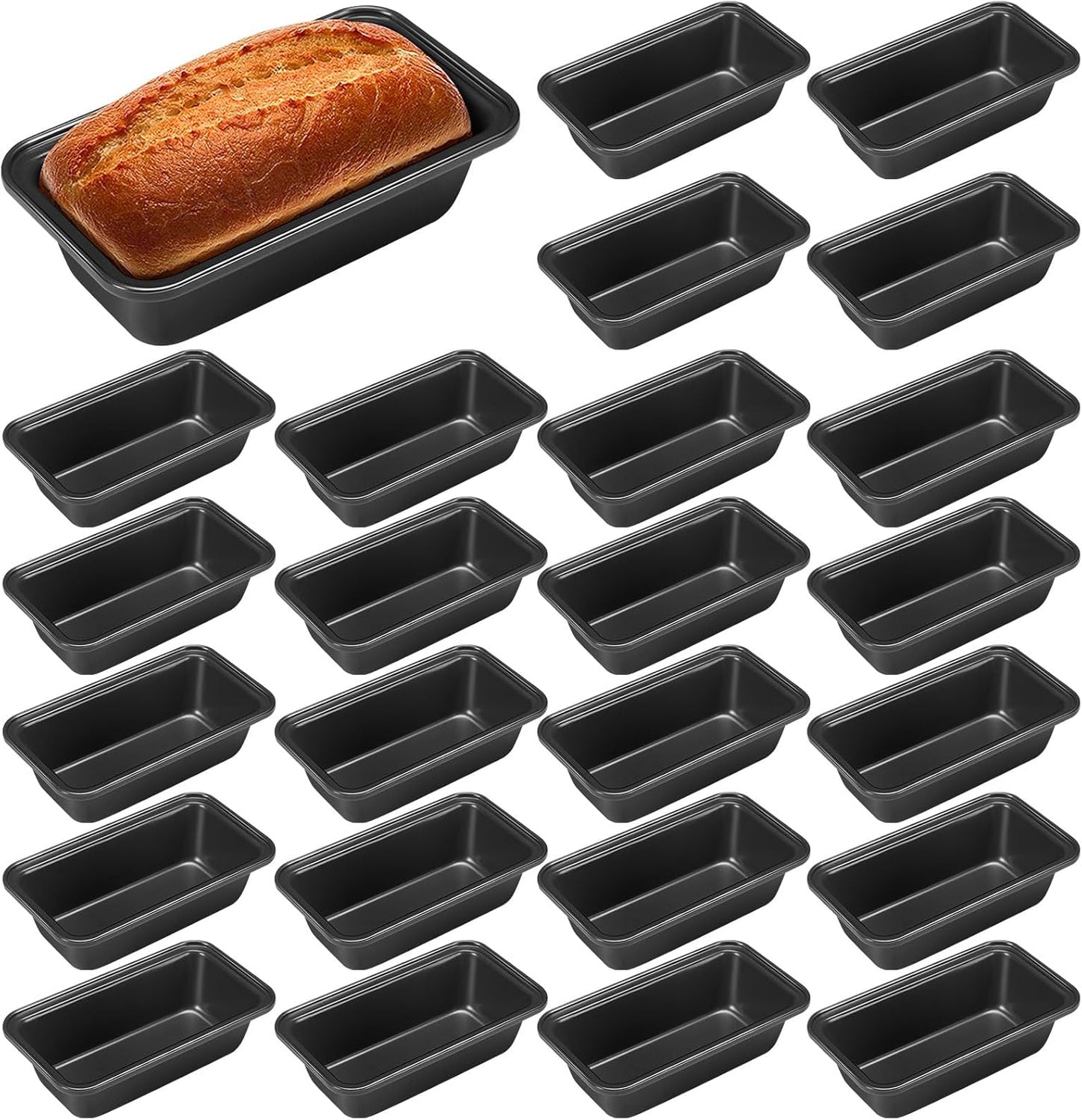 Uiifan Mini Loaf Pan Set - 24 Non Stick Baking Pans for Bread
