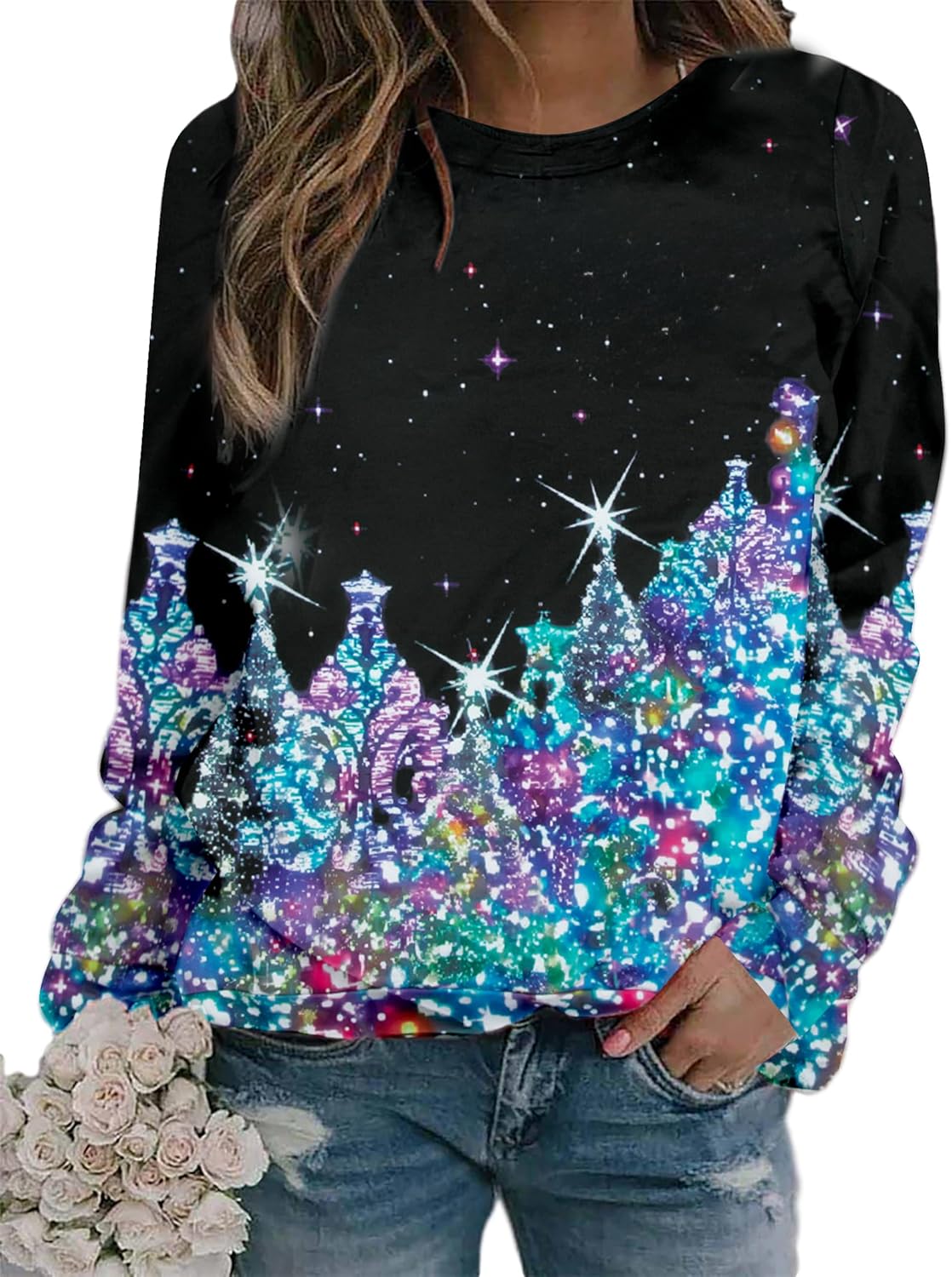 Sparkly Xmas Tree Sequin Sweater - Family Festive Style!