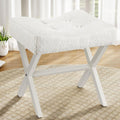 18-Inch Large Vanity Stool in White Boucle - Saddle Seat Comfort
