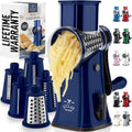Rotary Cheese Grater with 5 Interchangeable Blades - Manual Hand Crank