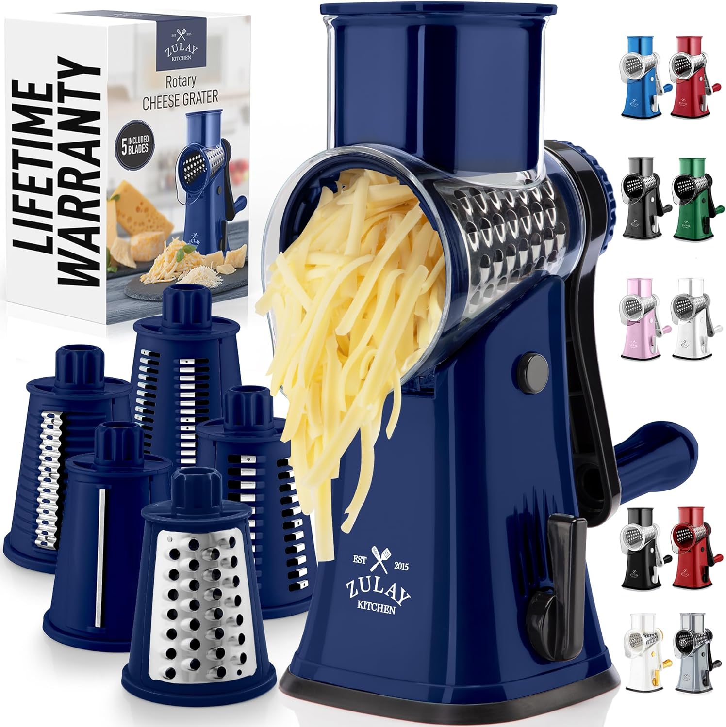 Rotary Cheese Grater with 5 Blades for Effortless Shredding