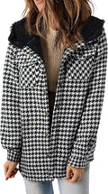 Womens Plaid Shacket Hooded Fleece Jacket - Cozy Fall Layer
