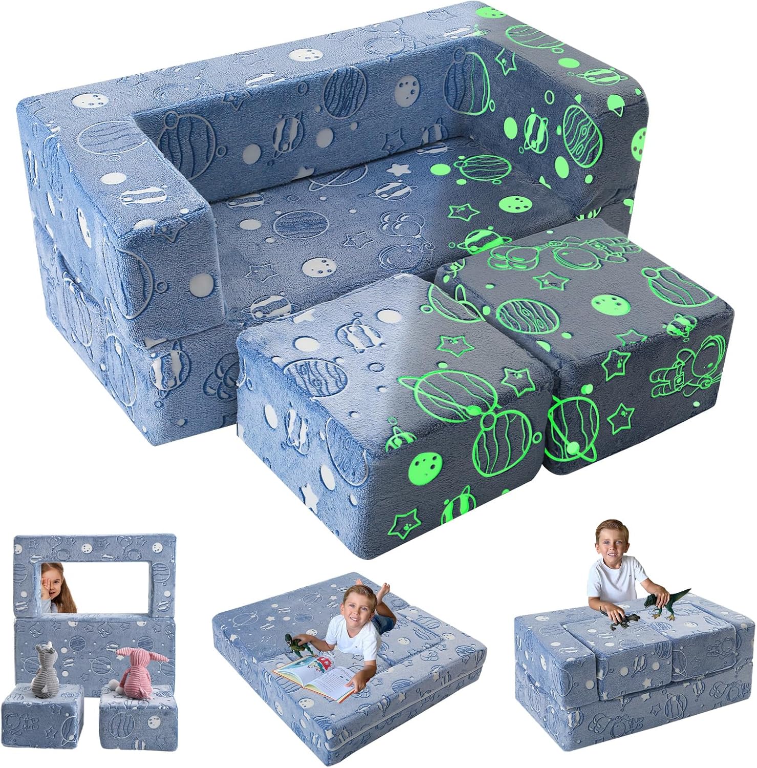Modular Kids Sofa Glow in The Dark Space Play Couch for Fun