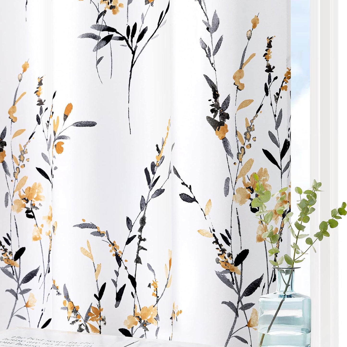 MYSKY HOME Thermal Insulated Floral Curtains for Living Room