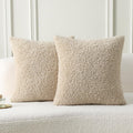 FUTEI Beige Faux Teddy 24x24 Throw Pillow Covers - Soft Textured Shams