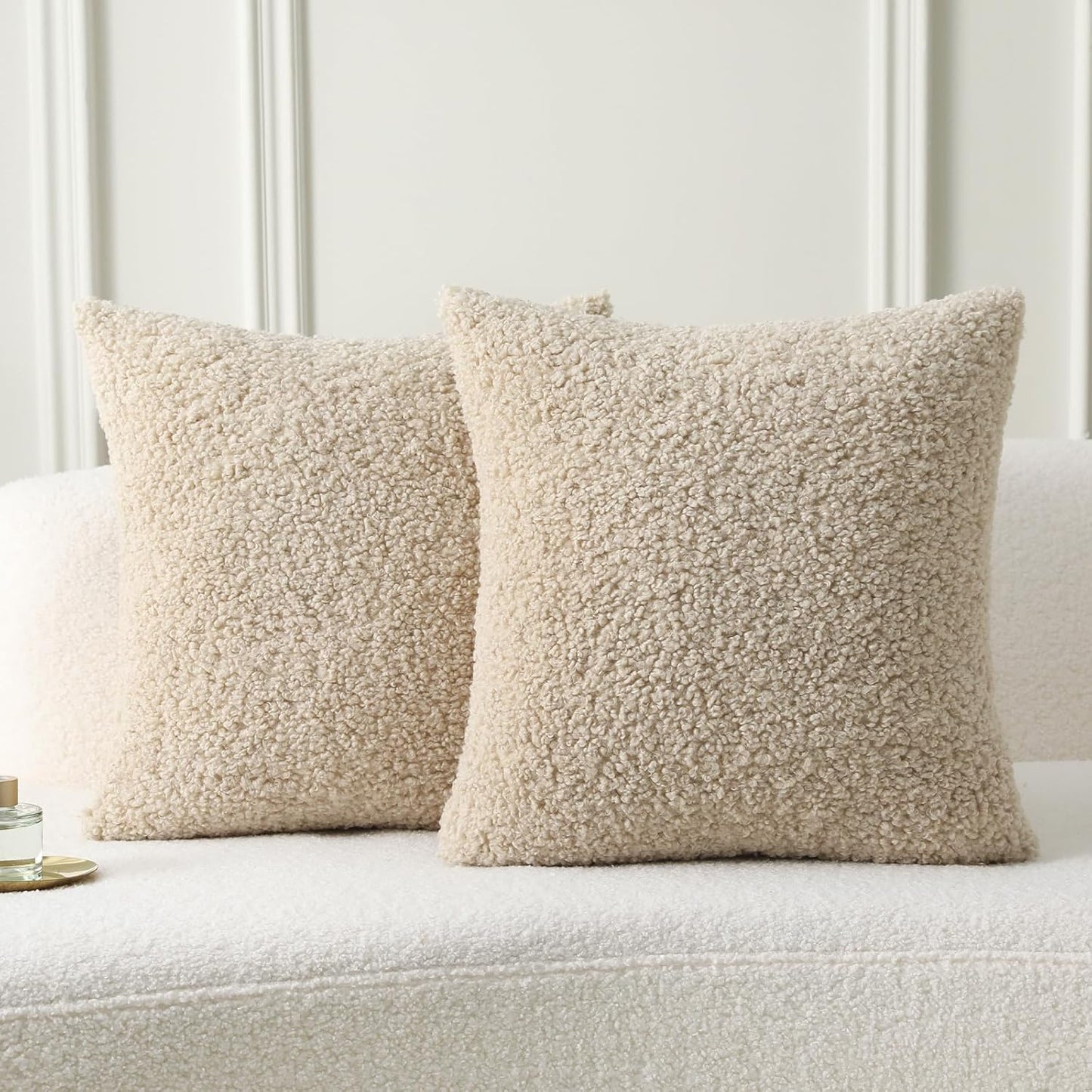FUTEI Beige Throw Pillow Covers 24x24 Inch Set of 2 for Home