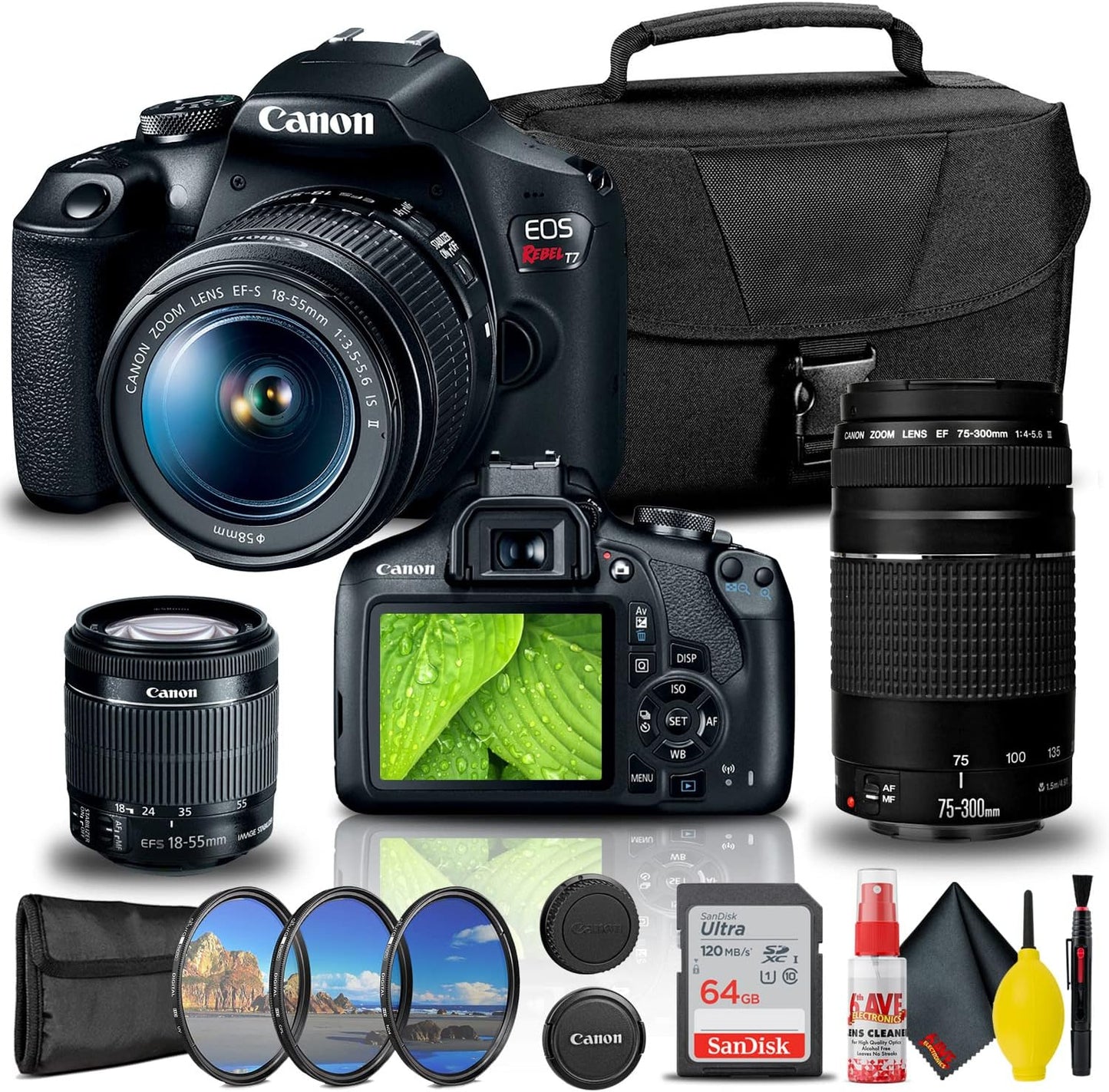Canon EOS Rebel T7 DSLR Camera Bundle with Lenses and More