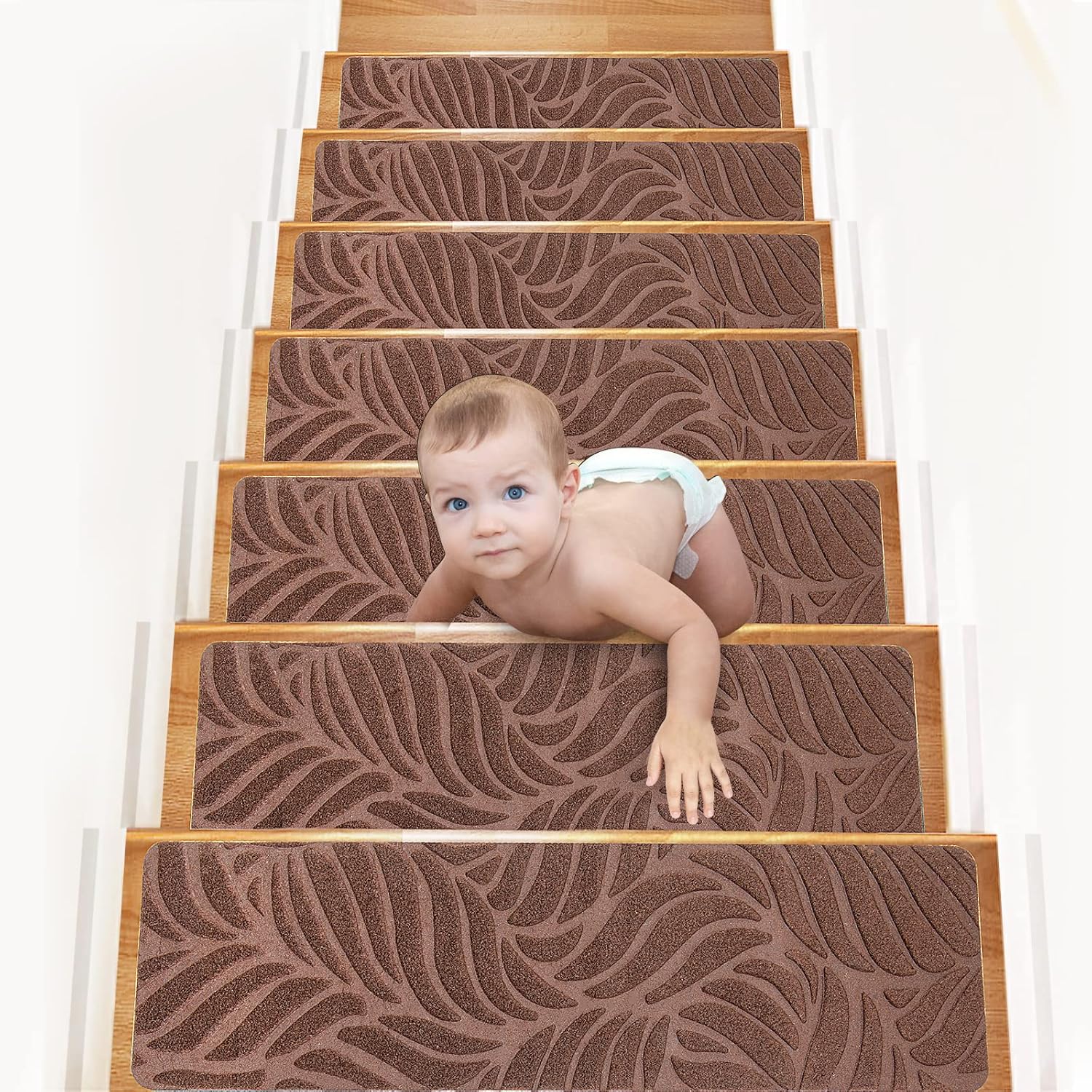 15 Pack Non-Slip Carpet Stair Runners Treads for Indoor Steps