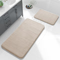 Large Bath Mat Set 2 Piece Beige - Soft Memory Foam Bath Rugs
