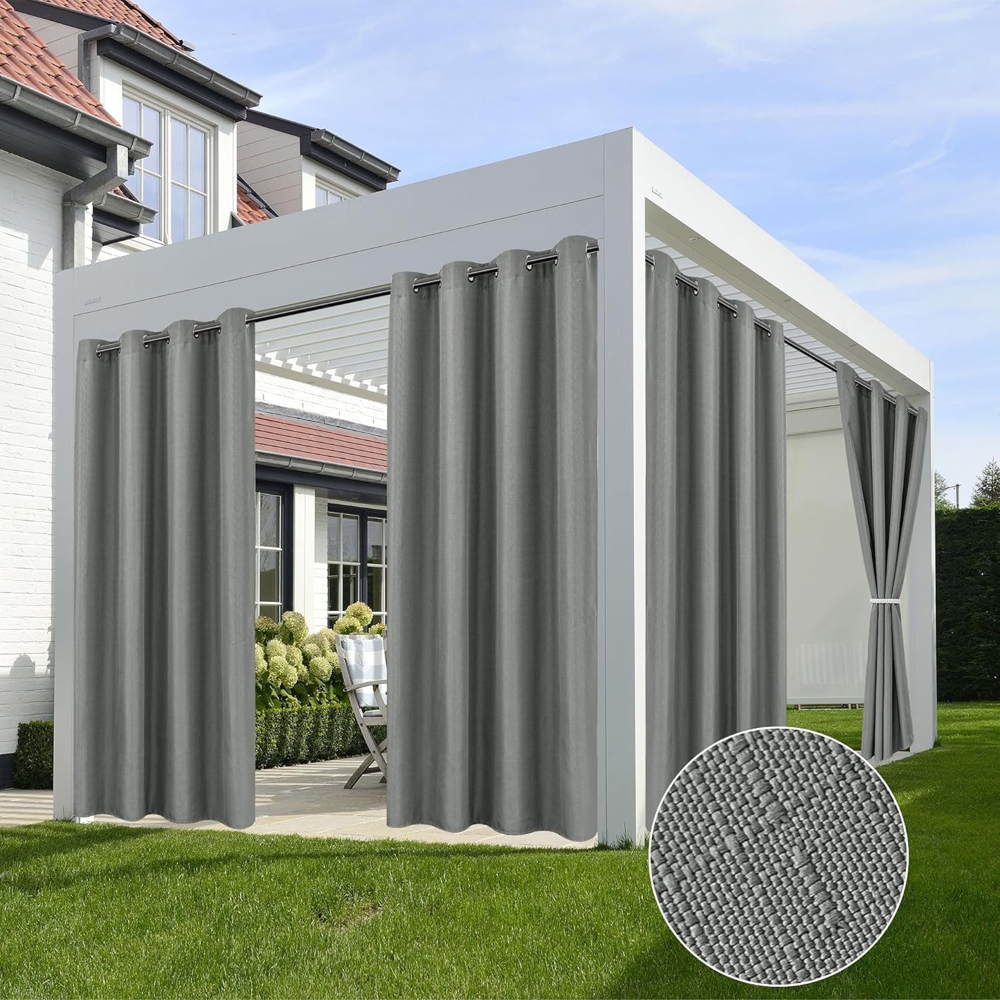 Linen Outdoor Curtains for Patio Waterproof Privacy 54in x 84