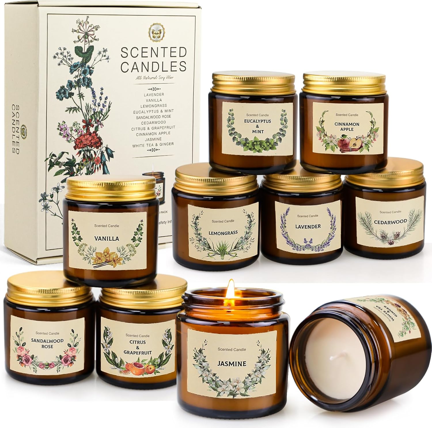 YINUO LIGHT 10 Pack Candles for Home Aromatherapy Gifts Set