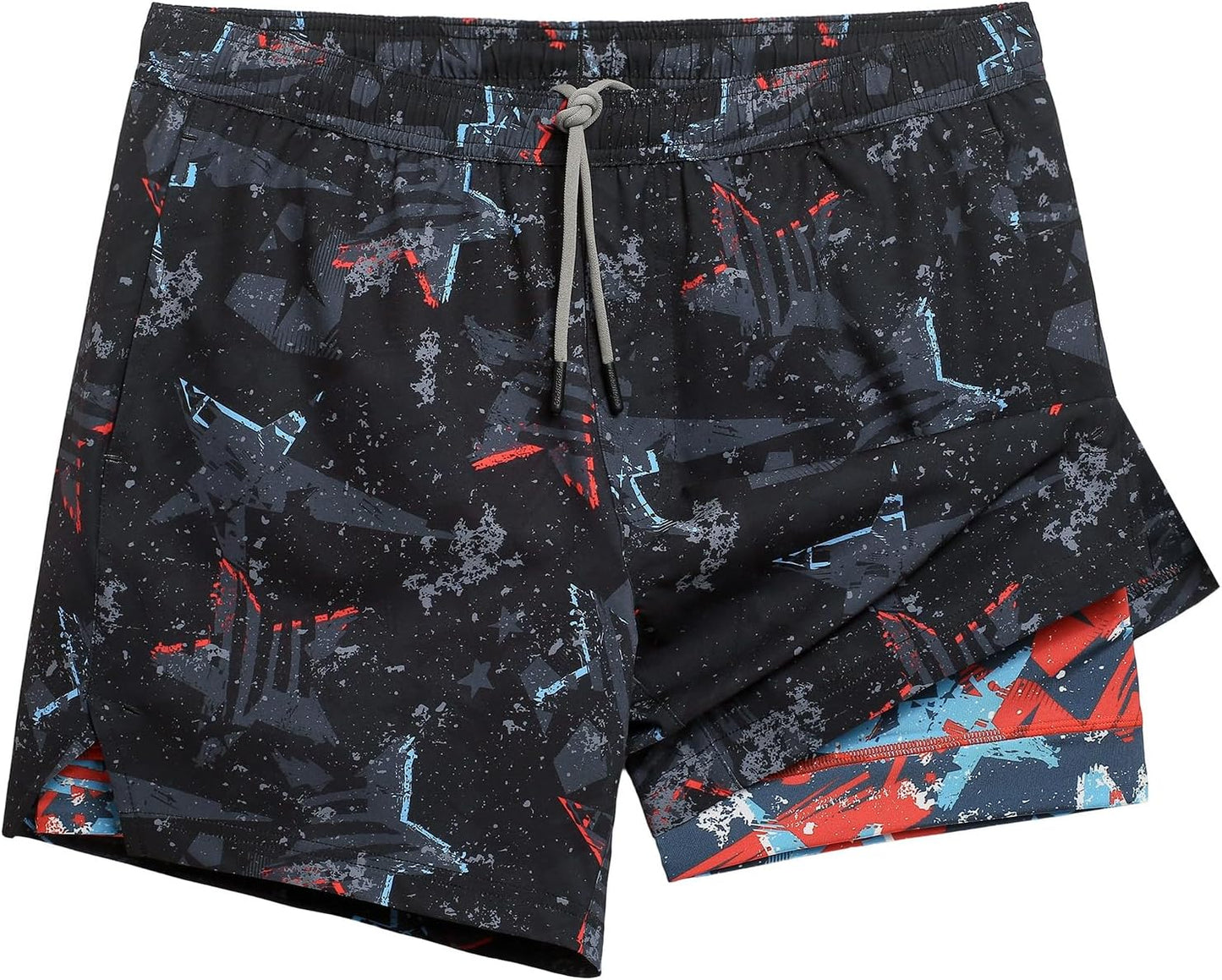 maamgic Mens 5in Gym Running Shorts for Men 2 in 1 Quick Dry