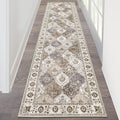HEBE Hallway Runner Rug 2x8 ft Vintage Distressed - Washable Non Slip