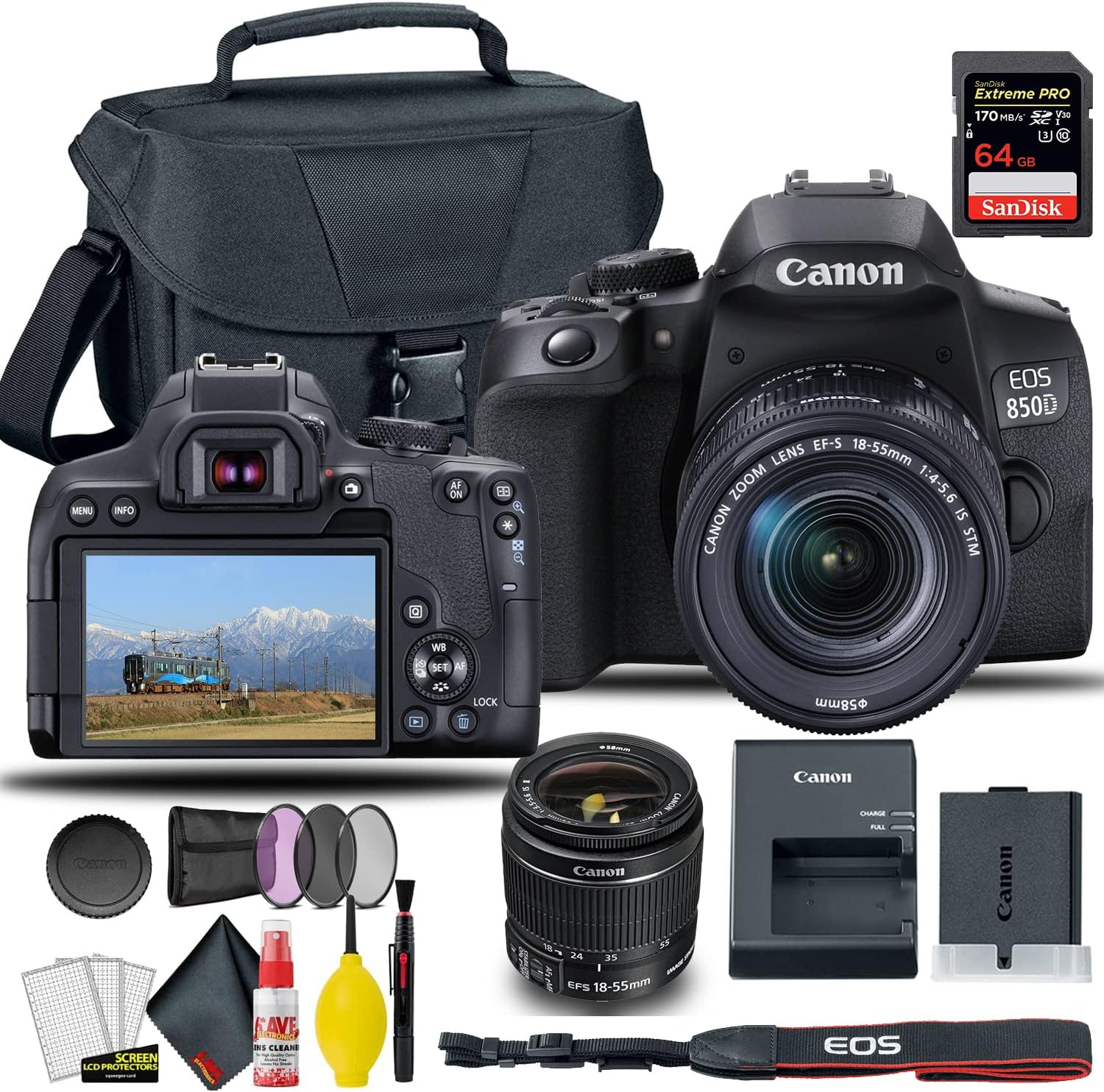 Canon EOS 850D DSLR Camera Bundle with 18-55mm Lens and More