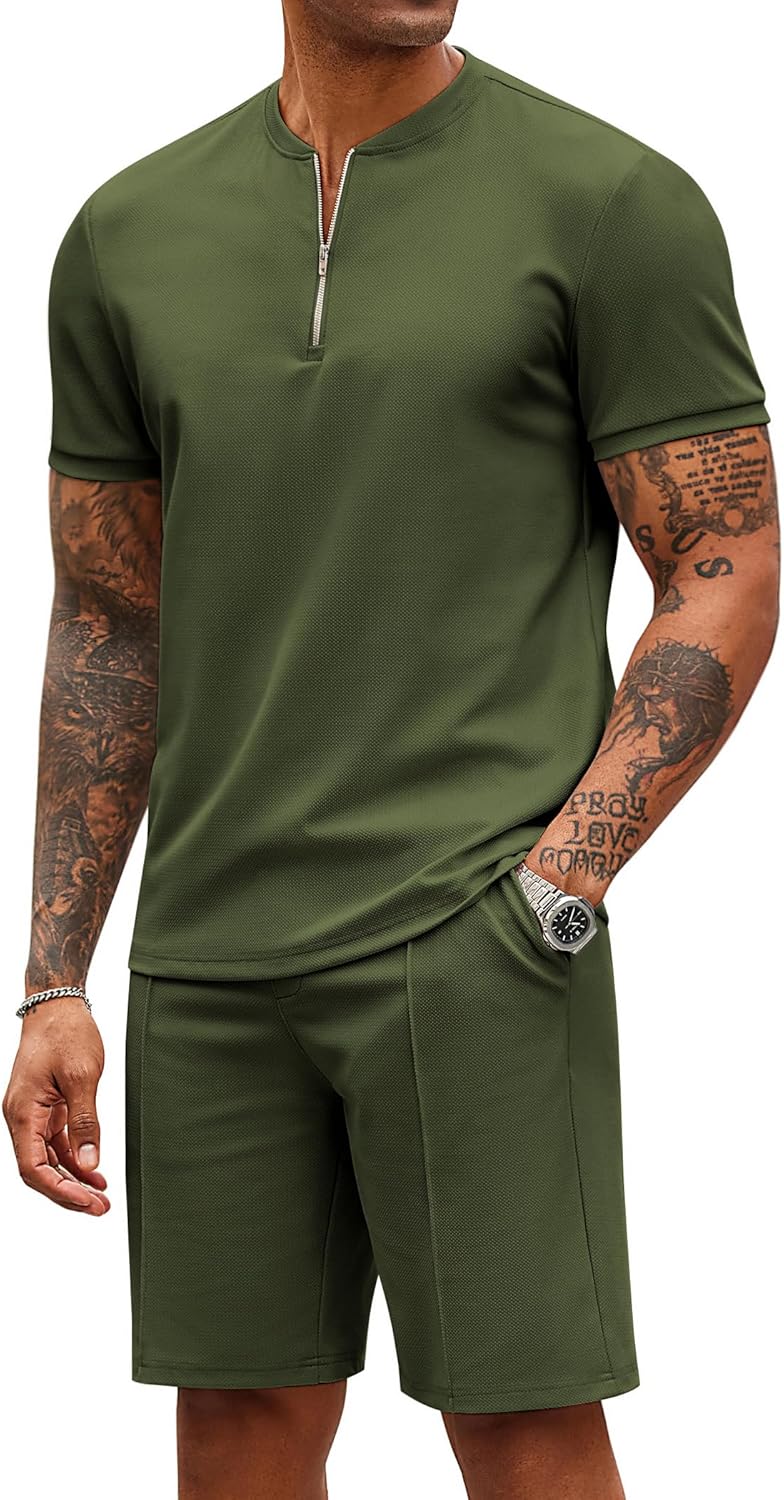 COOFANDY Men's 2 Piece Tracksuit for Summer Workouts and Leisure