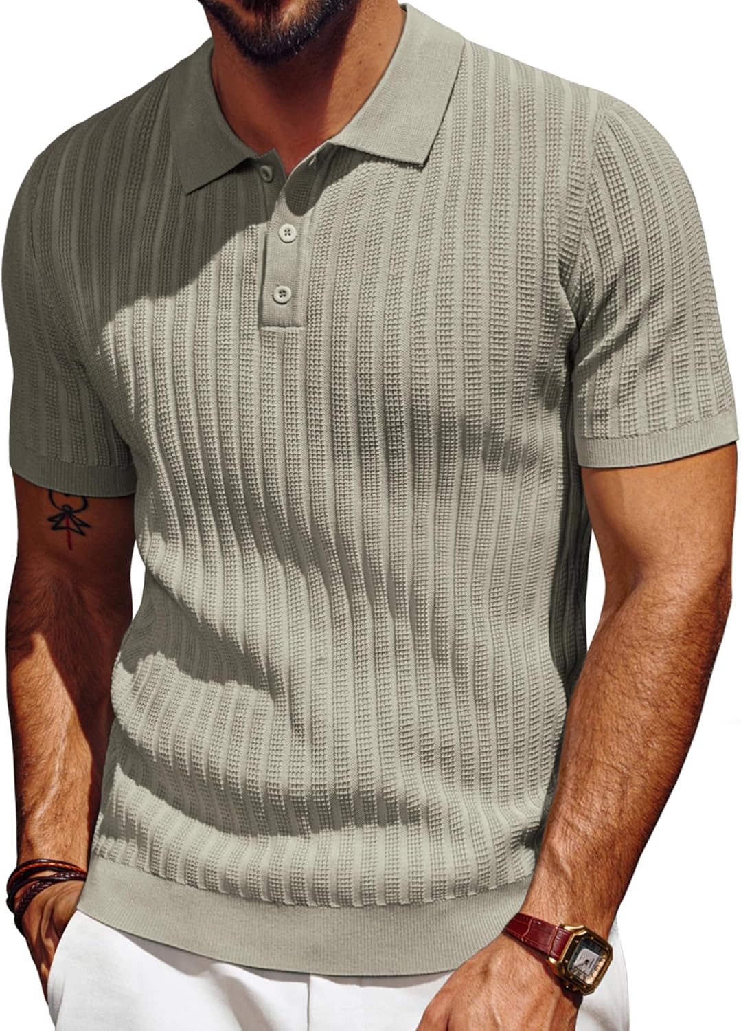PJ PAUL JONES Mens Knit Polo Shirt for Casual Summer Wear