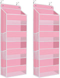 Over The Door Organizer 2 Pack - 4-Tier Space Saving Storage (Pink)