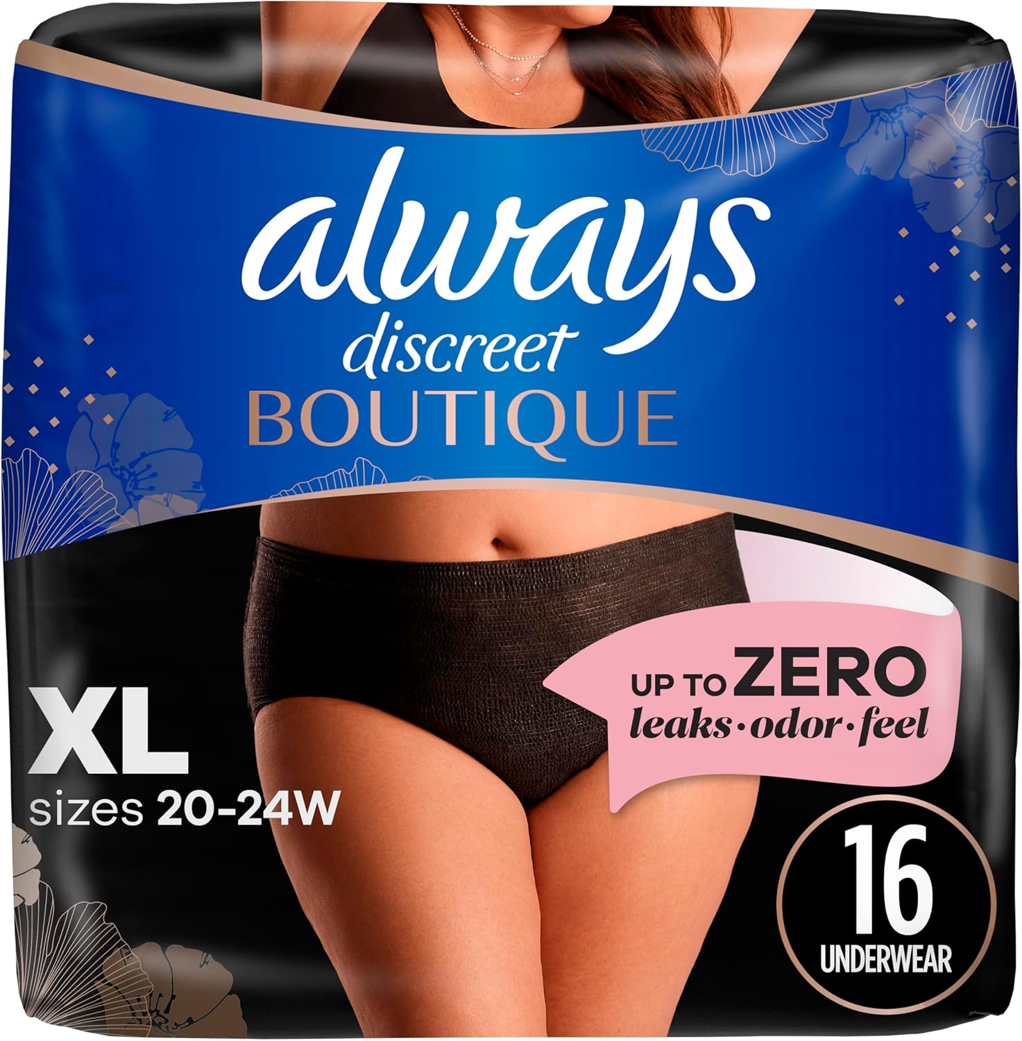 Always Discreet XL Postpartum Underwear, 16-Count, Maximum Protection