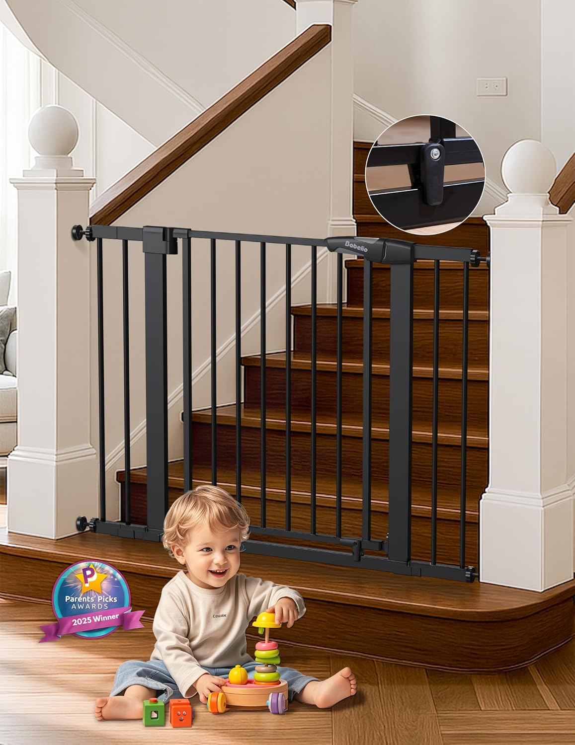 Babelio Magnetic Baby Gate for Stairs and Doorways Safety