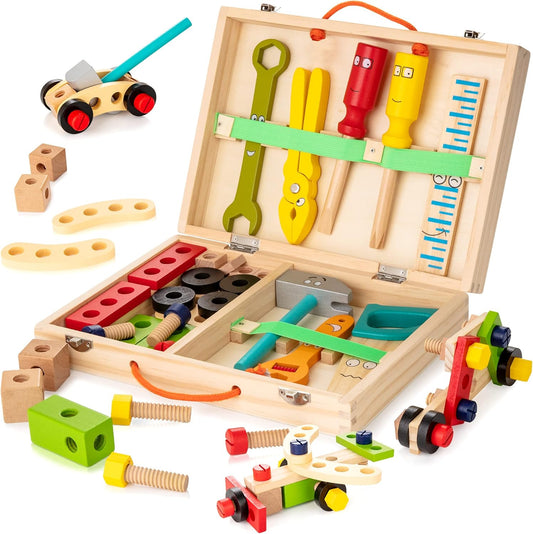 Montessori Wooden Tool Set for Creative Play Ages 3-5