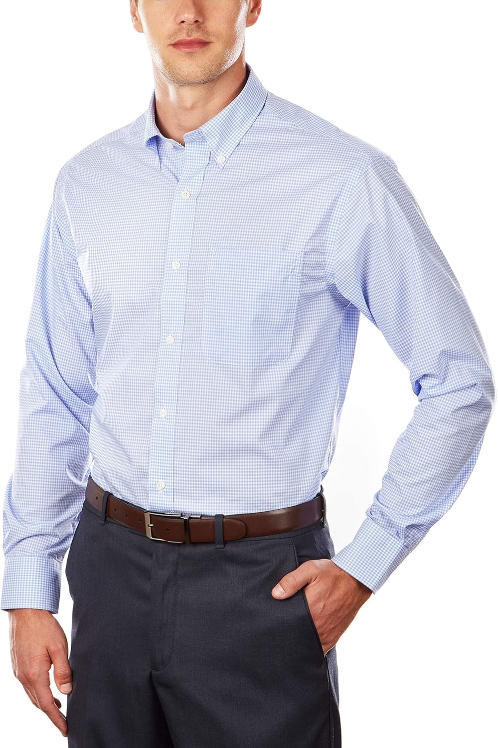 Tommy Hilfiger Men's Regular Fit Non Iron Gingham Dress Shirt