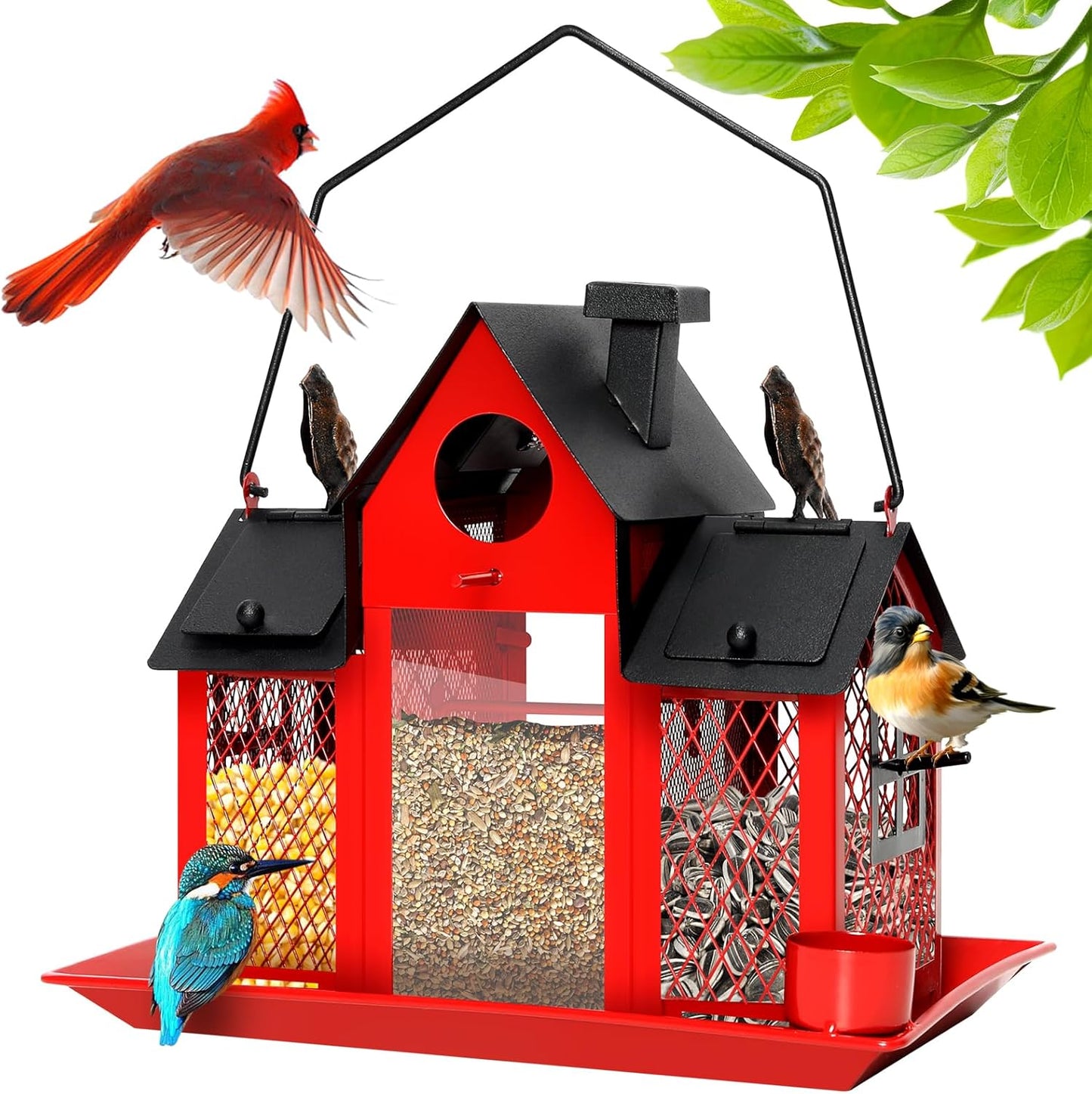 FIMOFIDRE Solar Bird Feeders House for Outdoors Hanging