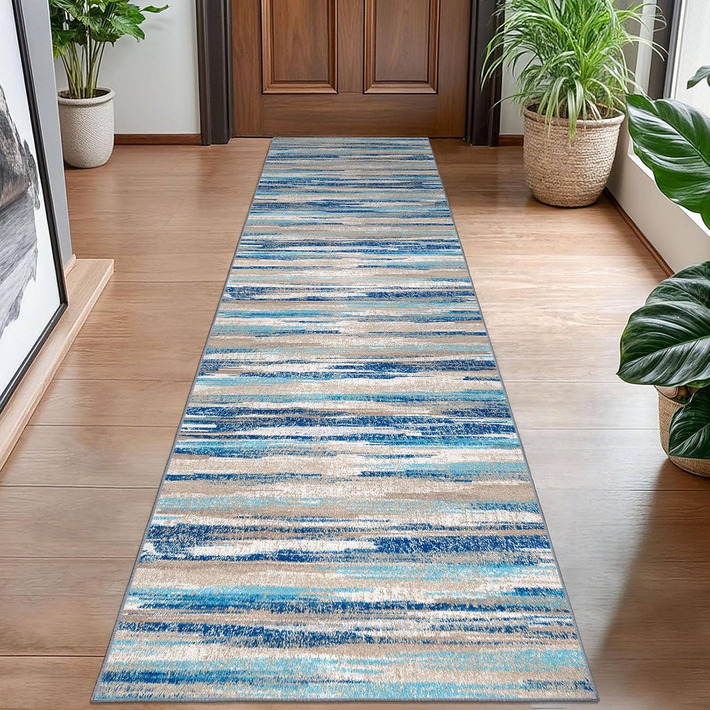 Modern Abstract Hallway Runner Rug for Entryway and Bedroom