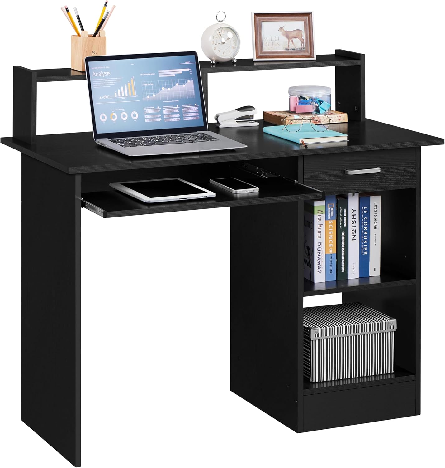 Yaheetech Black Computer Desk: Efficient Home Office Setup