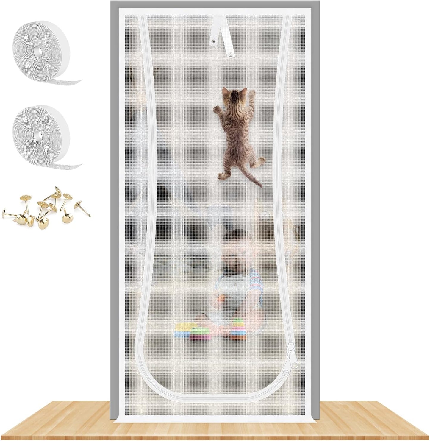 Protective Zipper Cat Screen Door by MYPIN