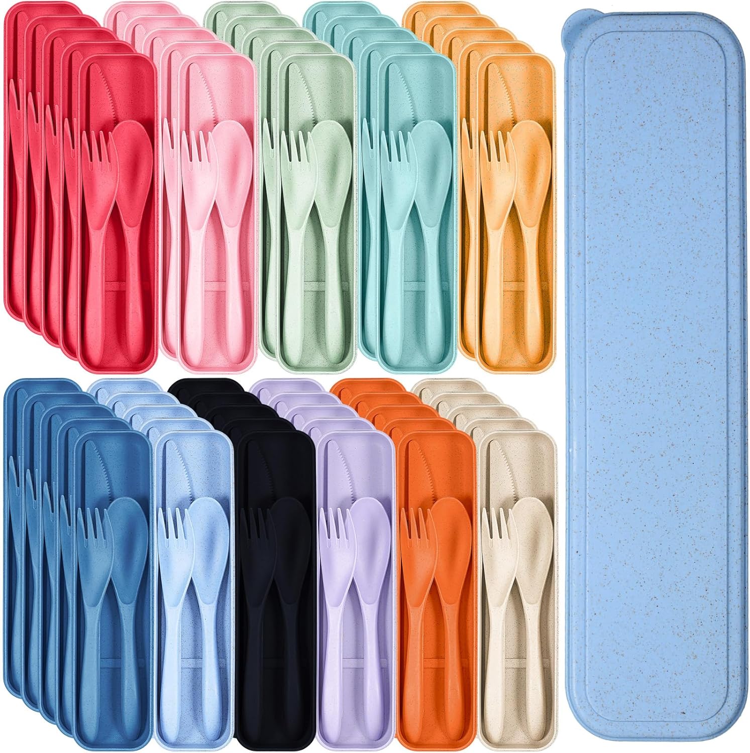 Yahenda Reusable Travel Utensils Set with Case for Outdoor Use
