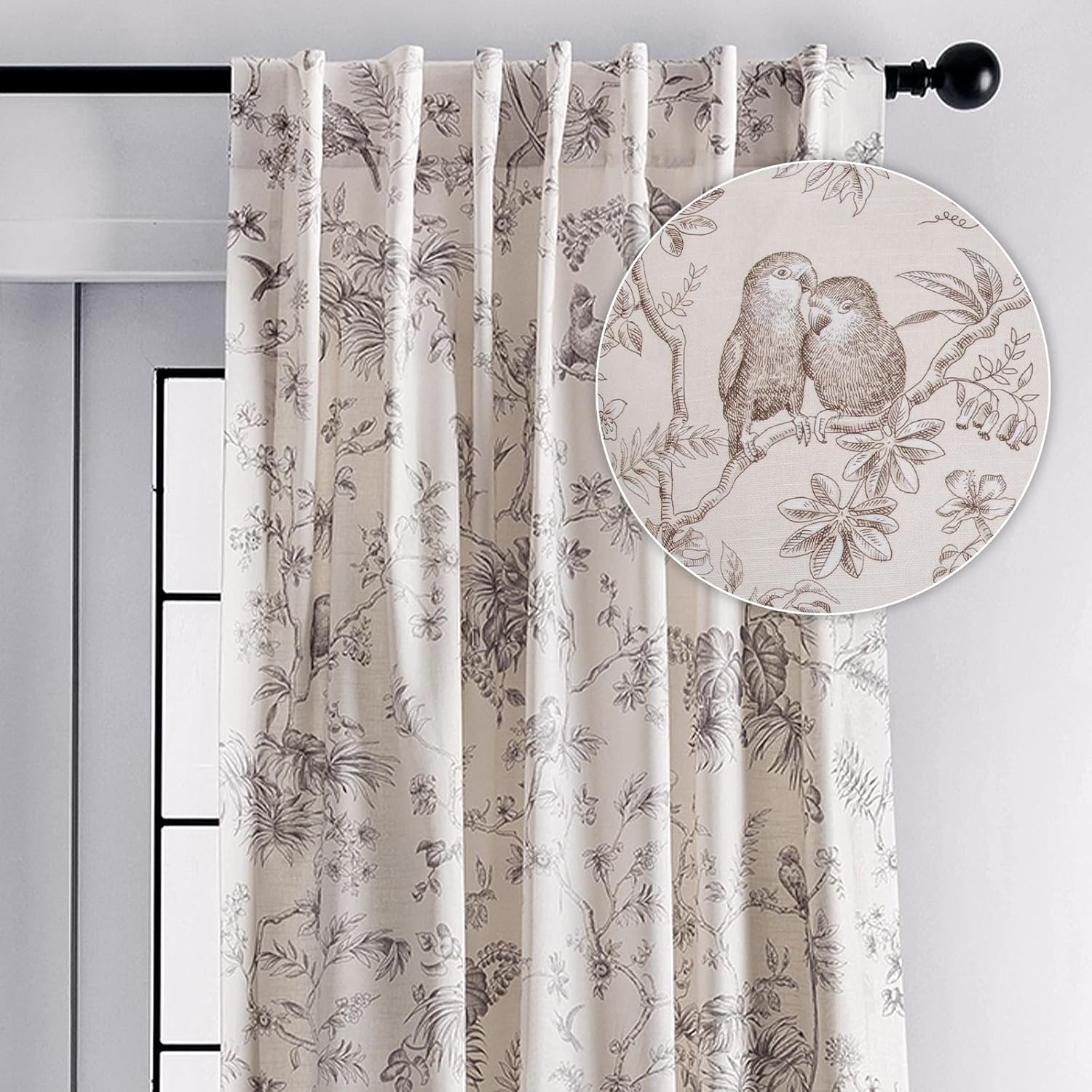 Elegant 100% Cotton Light Filtering Toile Curtains for Home