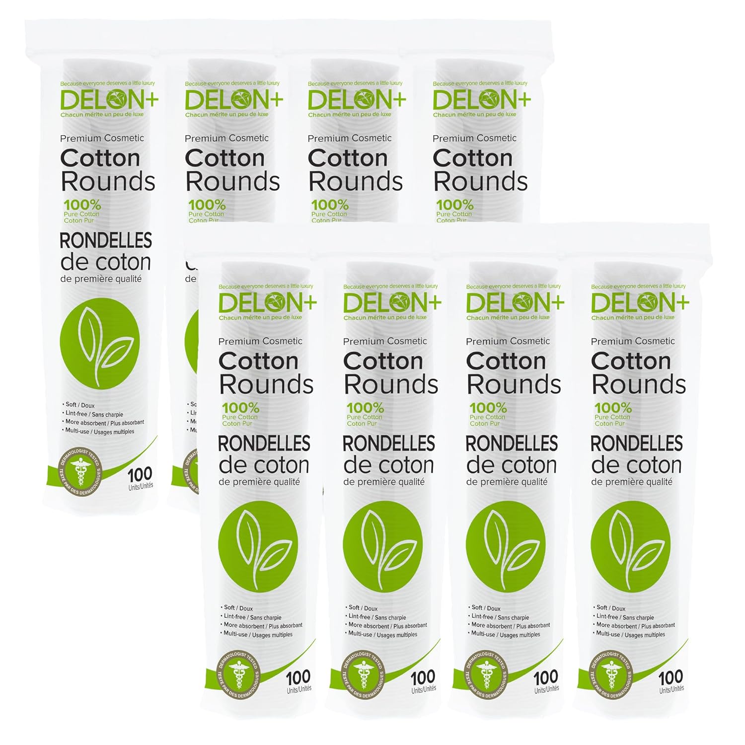 Delon Premium Dual-Sided Cotton Rounds for Makeup & Skincare