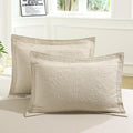 WINLIFE 100% Cotton Quilted Pillow Sham (King) - Soft Neutral Style
