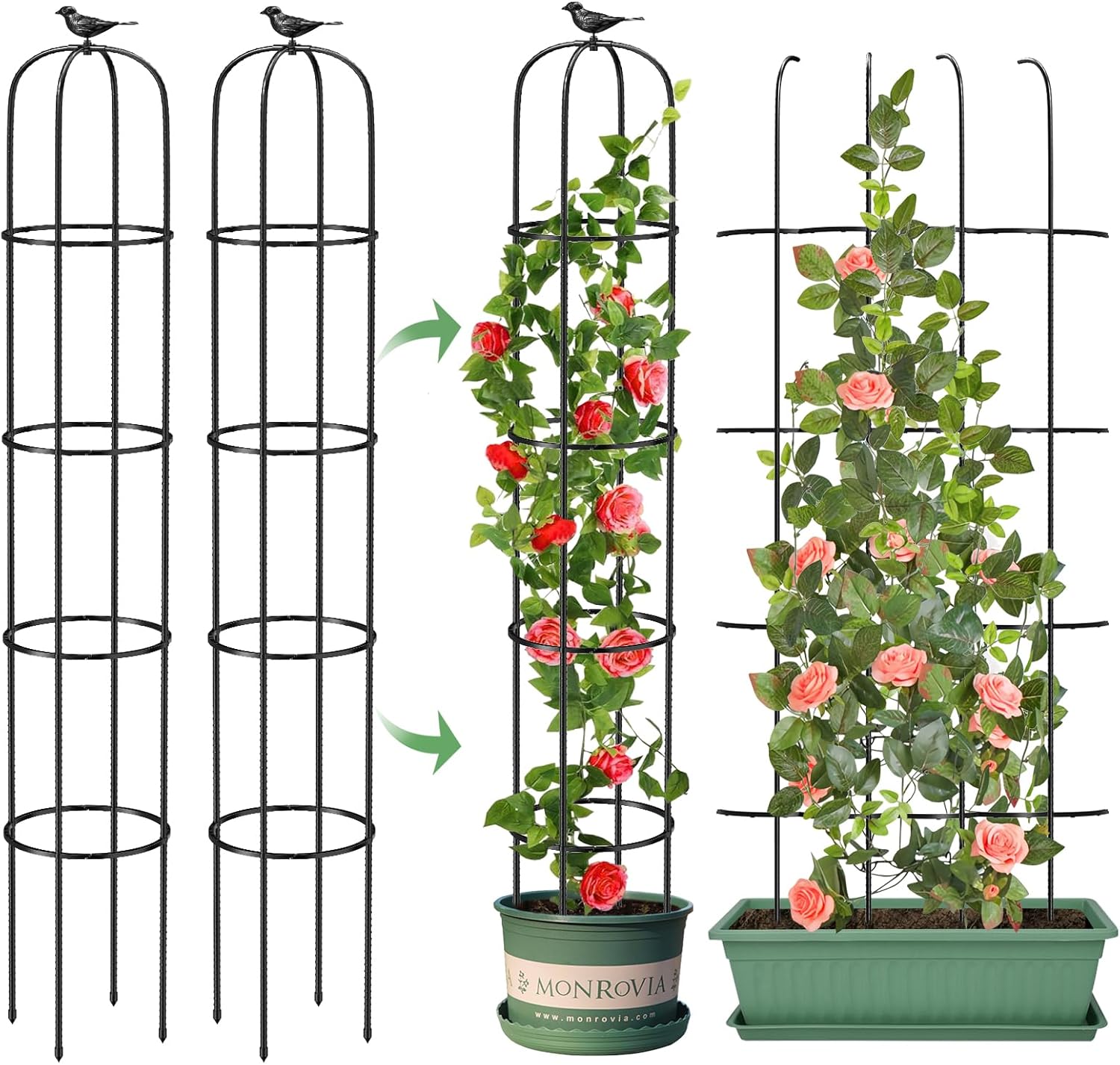 Tower Obelisk Garden Trellis for Climbing Plants, 73.6in Support