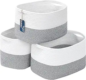 3 Pack Cotton Rope Storage Baskets for Home Organization