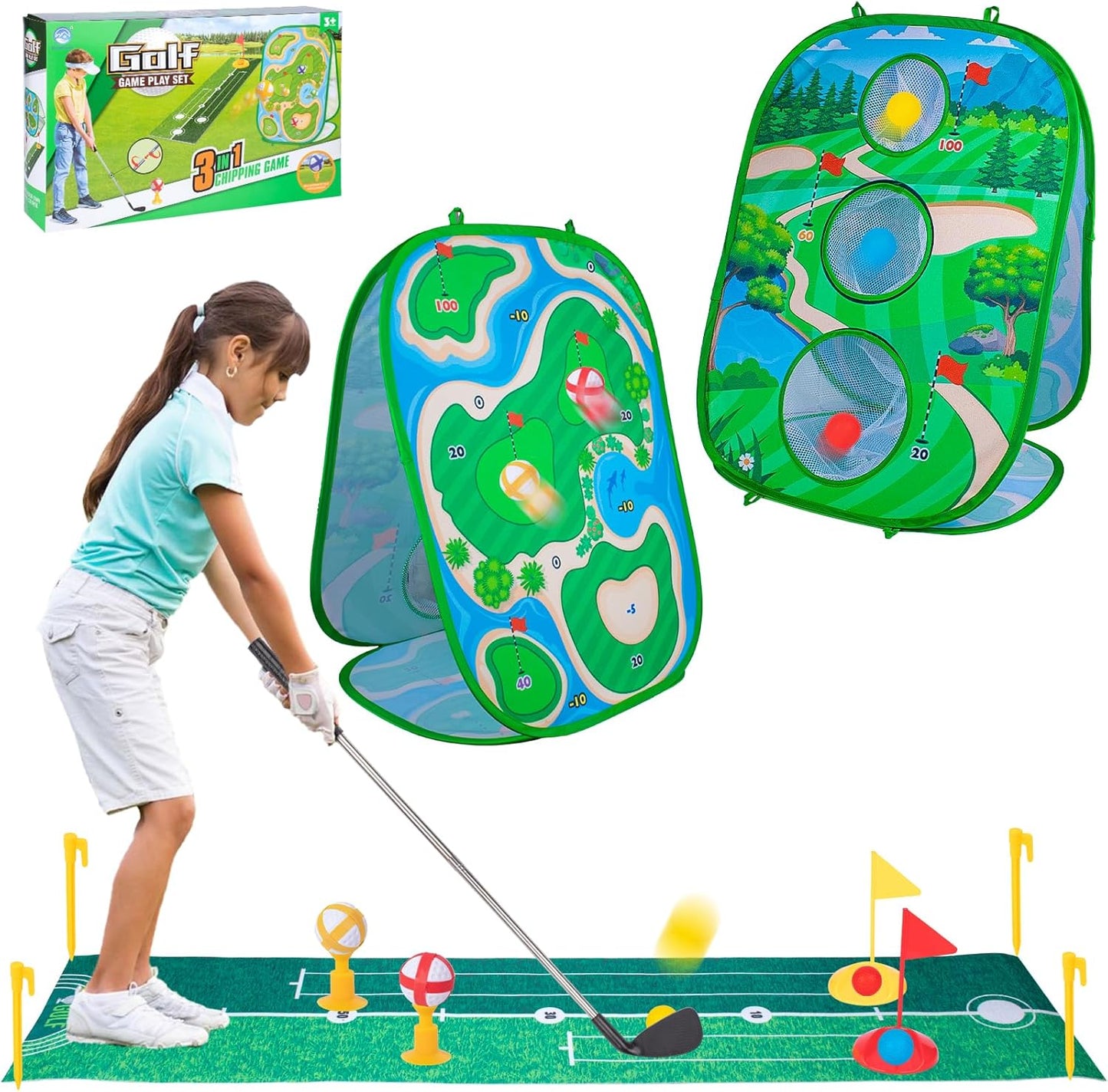 Awsoo 3-in-1 Toddler Golf Set - Perfect Kids Golf Game