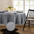 Gray 90ft Round Continental Solid Texture Tablecloth - Water & Stain