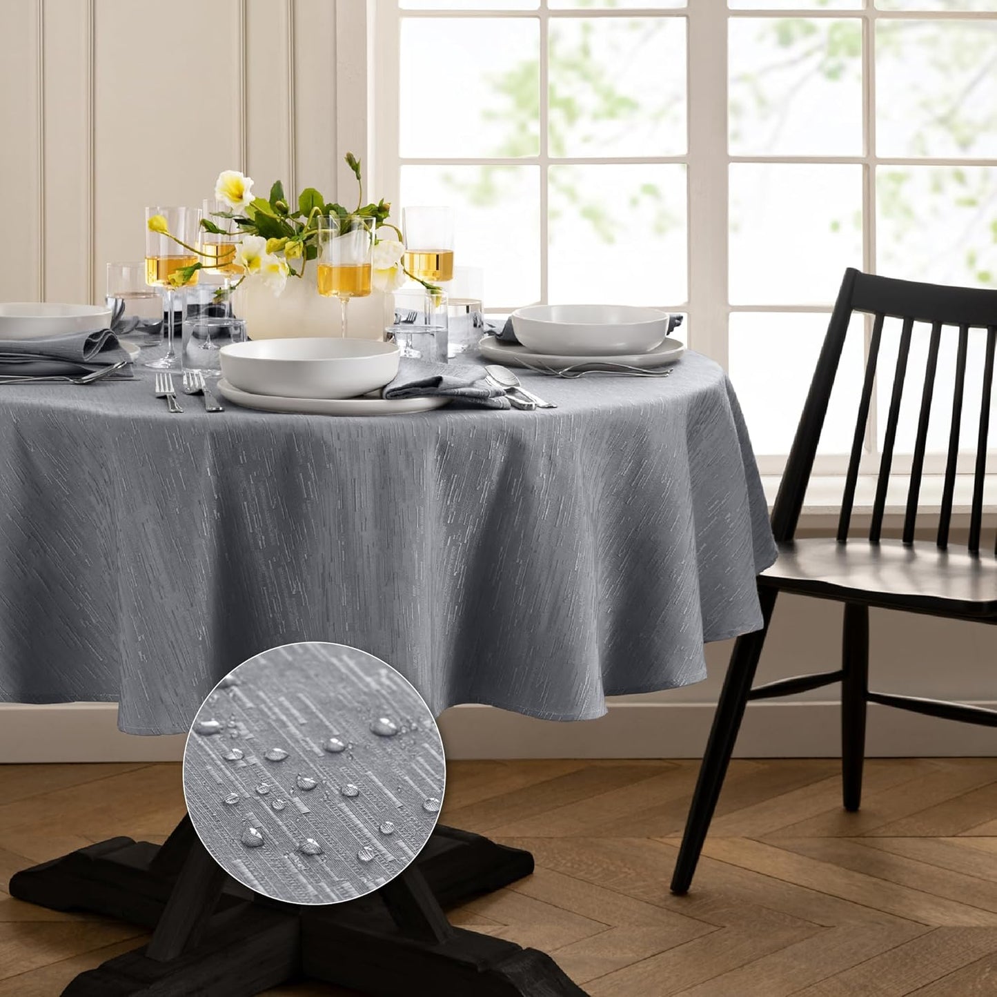 Continental Solid Texture Tablecloth - Water & Stain Resistant