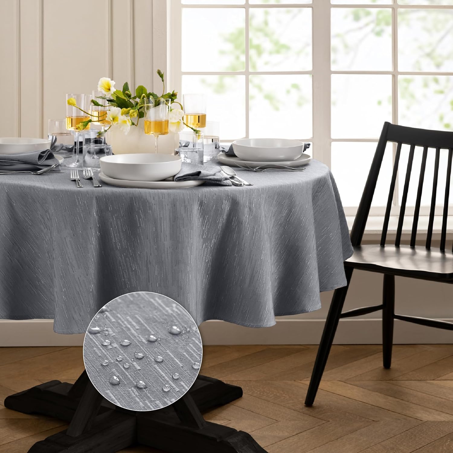 Continental Solid Texture Tablecloth - Water & Stain Resistant