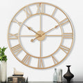 Champagne Gold 24 in Roman Numeral Wall Clock - Decorative Focal Piece