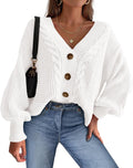 V Neck Chunky Cable Knit Cardigan Sweater - Cozy Fall Layer