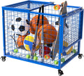 Basketball Ball Cart Organizer with Lockable Double Lids - Rolling
