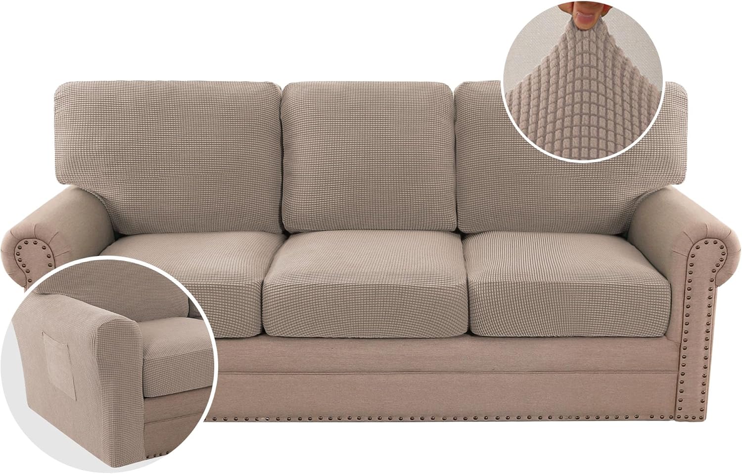H.VERSAILTEX Multi-Piece Stretch Sofa Covers for Custom Fit