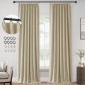 ChrisDowa Greyish Beige Pinch Pleated Blackout Curtains 96 in